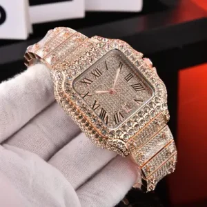 Luxury Iced Out Crystal Dial Watch – Premium Stylish Men’s Fashion Wristwatch
