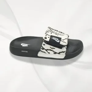 Nike Logo Slide Slippers Black White Patterned – Men's Comfortable Casual Slides