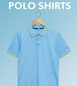 Men's Cotton Polo Shirt Blue with Yellow Trim – Stylish & Comfortable Casual Wear