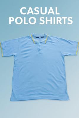 Men's Cotton Polo Shirt Blue with Yellow Trim – Stylish & Comfortable Casual Wear - Image 3