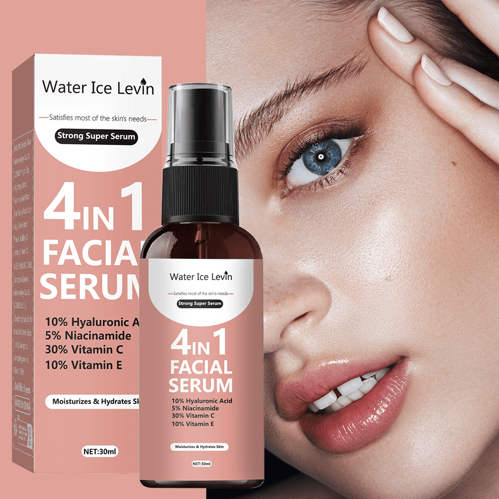 Water Ice Levin 4-in-1 Facial Serum 30ml | Hyaluronic Acid, Niacinamide, Vitamin C & E | Hydrating & Brightening Face Serum(MultiColor)