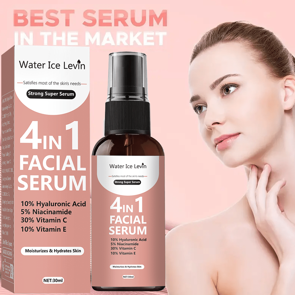 Water Ice Levin 4-in-1 Facial Serum 30ml | Hyaluronic Acid, Niacinamide, Vitamin C & E | Hydrating & Brightening Face Serum(MultiColor) - Image 2