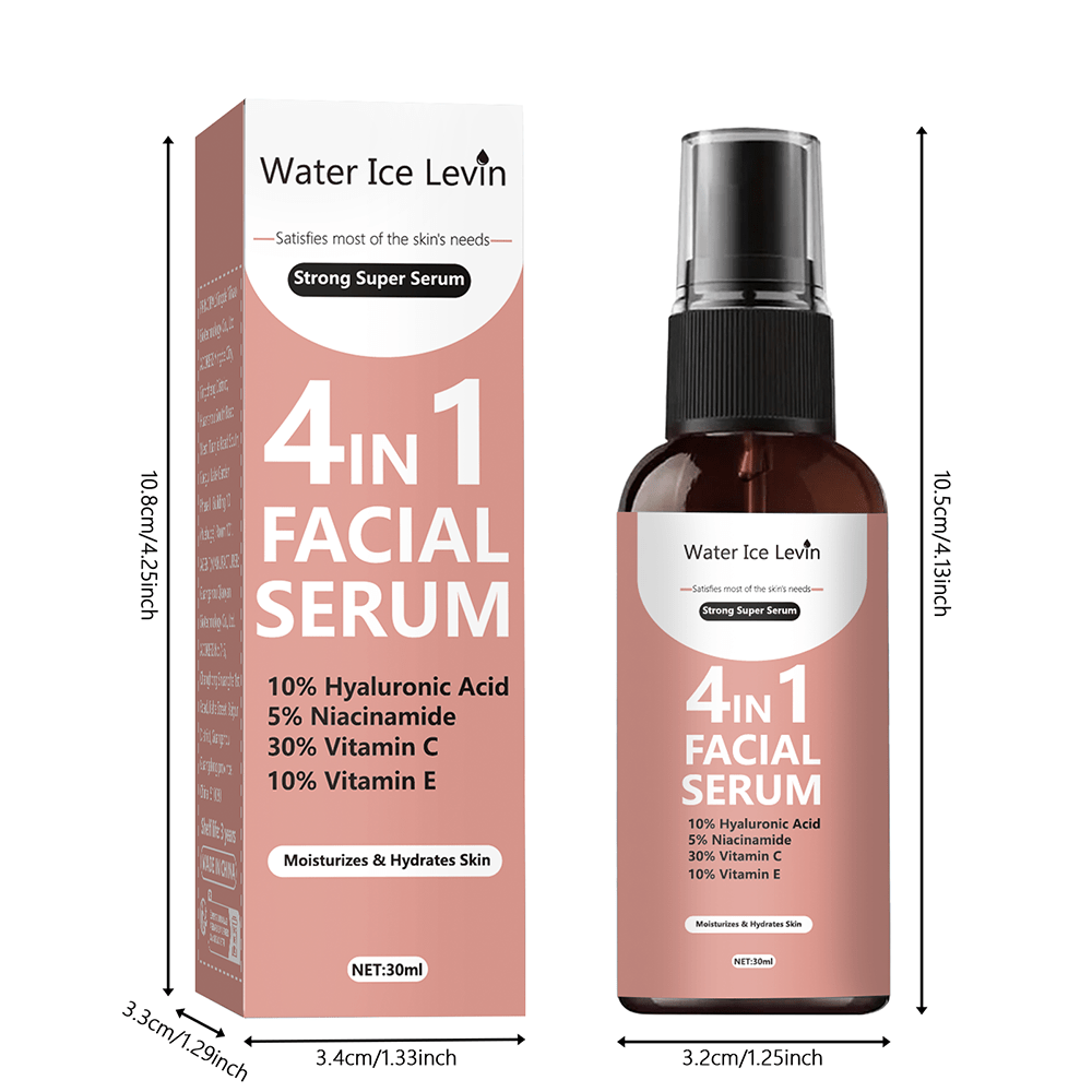 Water Ice Levin 4-in-1 Facial Serum 30ml | Hyaluronic Acid, Niacinamide, Vitamin C & E | Hydrating & Brightening Face Serum(MultiColor) - Image 5