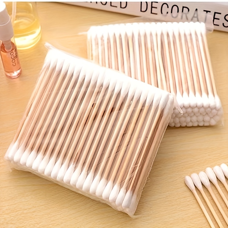 100pcs Premium Double-Ended Wooden Swabs | Cotton Buds for Makeup, Cleaning & Crafts | Smooth White Wooden Tips(MultiColor)