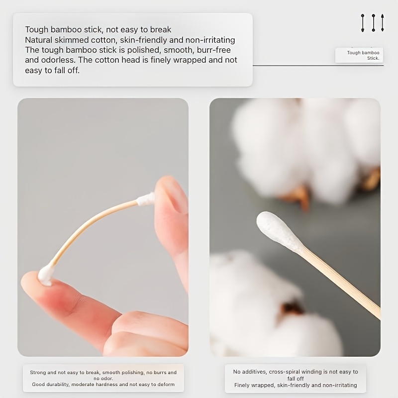 100pcs Premium Double-Ended Wooden Swabs | Cotton Buds for Makeup, Cleaning & Crafts | Smooth White Wooden Tips(MultiColor) - Image 5