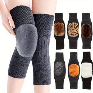 1 Pair Winter Warm Knee Pads | Rabbit Fur Knee Warmers for Men & Women | Cold Weather Knee Support & Protection(MultiColor)