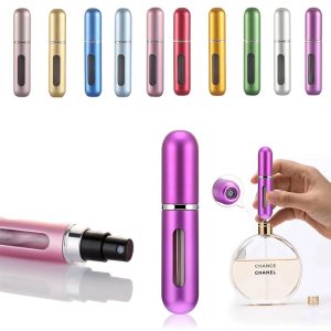 YM Traders Mini Refillable Perfume Spray Bottle 5ML – Pocket Travel Perfume Atomizer, Reusable & Leakproof(Multicolor)