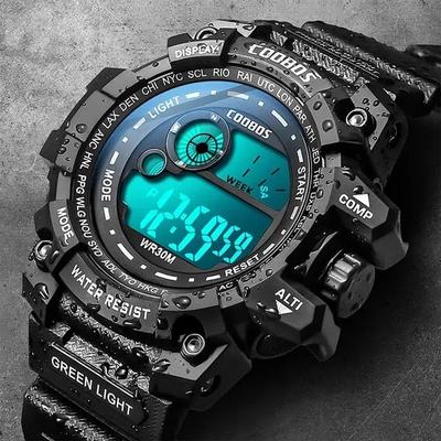 Men's Sports Watch Black Blue Water Resistant 24-Hour Display | Stylish Casual Wrist Watch - Image 3