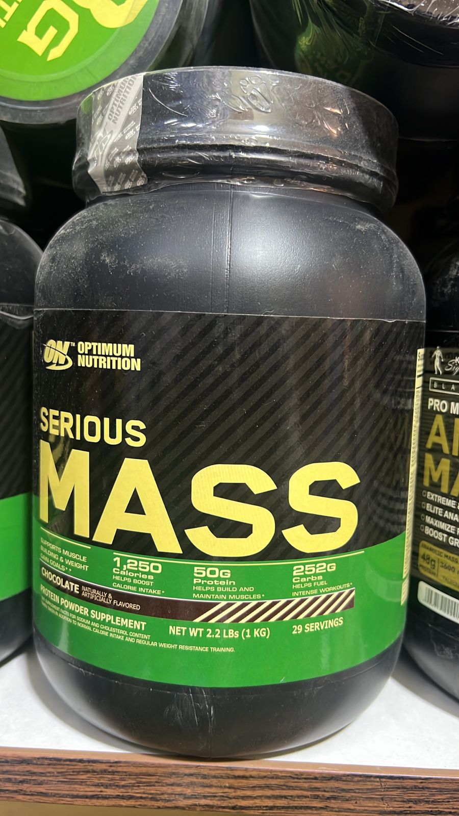 Optimum Nutrition Serious Mass Weight Gainer Powder Chocolate Flavor 2.2 Pounds 1 Kg High Calorie Supplement - Image 2