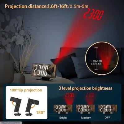LED Alarm Clock Projector Digital Display Bedside Clock