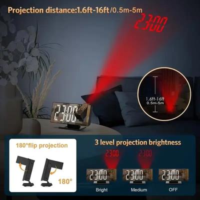 LED Alarm Clock Projector Digital Display Bedside Clock - Image 2