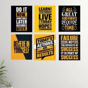Set of 6 Motivational Wall Art Frames for Home Office – Inspirational Wall Decor