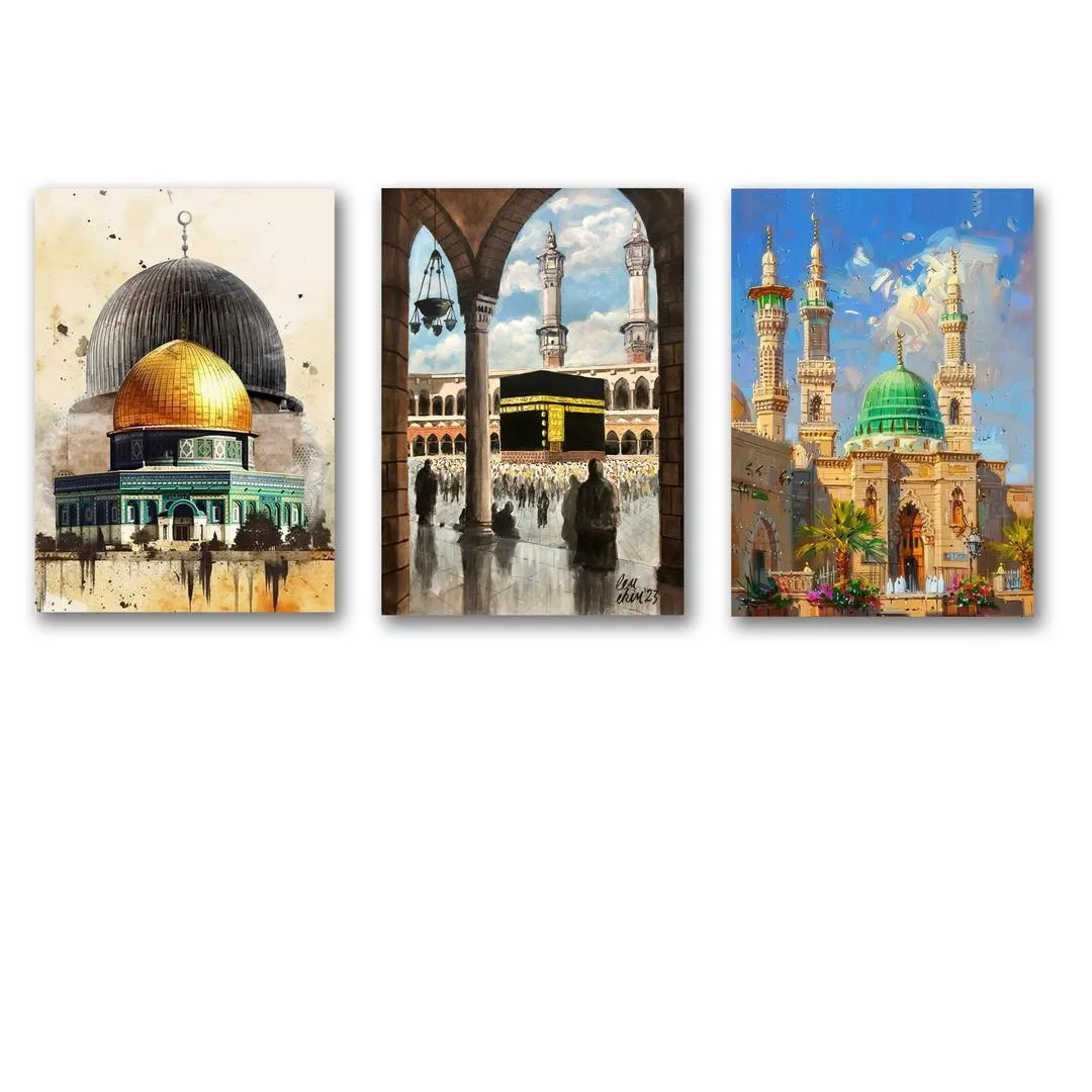 Set of 3 Mosque Wall Art Frames for Home Office Decor – Islamic Mosque Artwork for Living Room, Bedroom & Office - Image 2