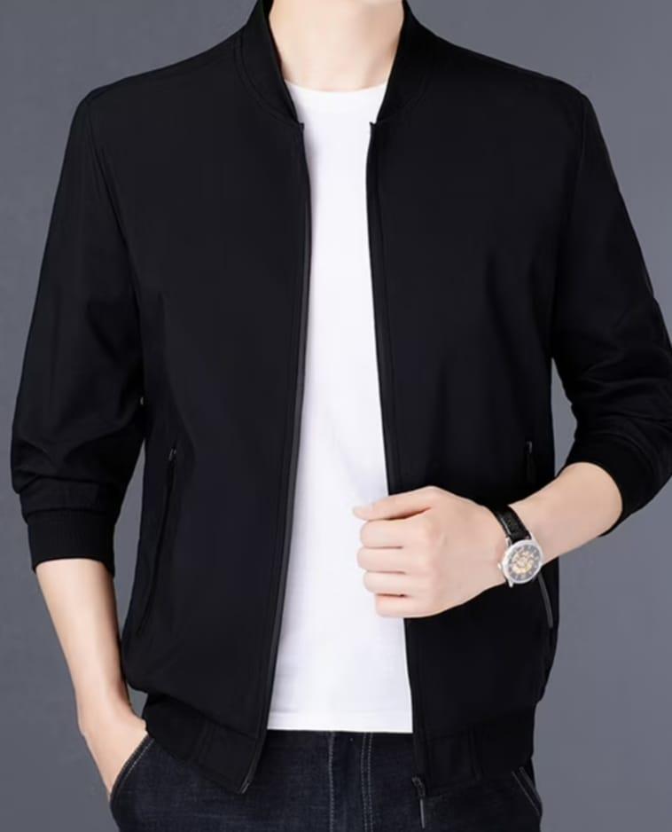Men's Black Fleece Jacket Collared Lightweight Office & Casual Wear