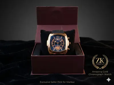 Luxury Gold Chronograph Watch with Blue Dial | Elegant Men's Fashion Wristwatch - Image 4