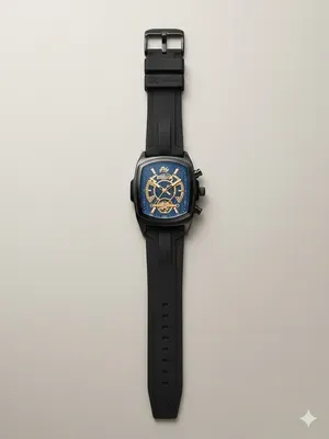 Luxury Gold Chronograph Watch with Blue Dial | Elegant Men's Fashion Wristwatch - Image 3