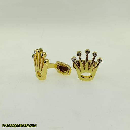 Premium Stainless Steel Crown Cufflinks Gold for Men – Elegant Wedding, Office & Formal Wear Accessories - Image 4