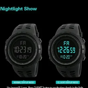Military Style Digital Sports Watch for Men – Waterproof LED Backlight, Alarm & Stopwatch Wrist Watch
