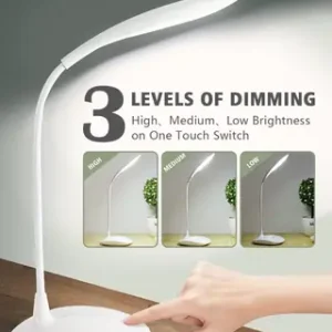 LED Desk Lamp for Study & Bedroom | USB Rechargeable Eye-Caring Light with 360° Flexible Arm & 3 Modes
