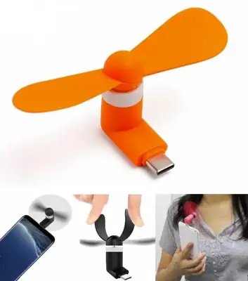 Mini Mobile Fan Orange | Portable Rechargeable Handheld Fan for Personal Cooling