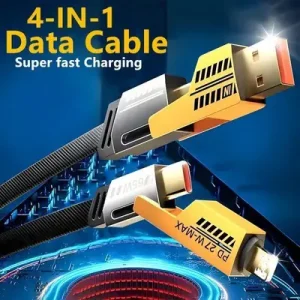 4-in-1 Fast Charging Cable 65W | Multi-Connector USB Charging Cable for iPhone, Android & Type-C Devices
