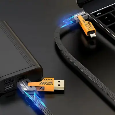 4-in-1 Fast Charging Cable 65W | Multi-Connector USB Charging Cable for iPhone, Android & Type-C Devices - Image 3
