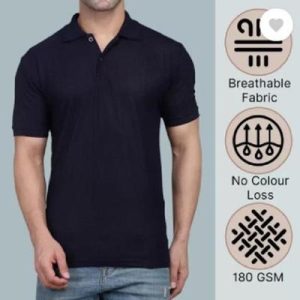 Men's Black Slim Fit Cotton Polo Shirt 180GSM – Premium Casual & Comfortable Wear