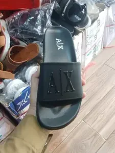 Men's Rubber Fancy Slide Slippers (AIX-Black) | Stylish Casual Comfort Slides