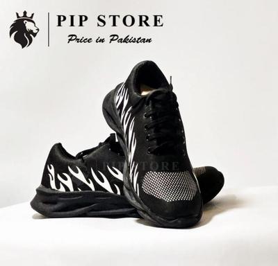 Men's Black & White Fire Joggers – Comfortable Stylish Daily Wear Shoes - Image 4