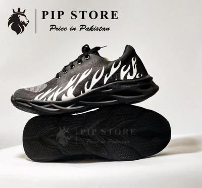 Men's Black & White Fire Joggers – Stylish, Comfortable & Casual Daily Wear Shoes - Image 4