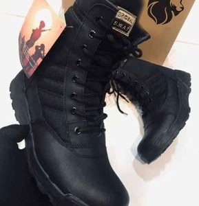 Men's Black Rubber Army Boots – Ankle Height, Durable Sole & Protective Outdoor