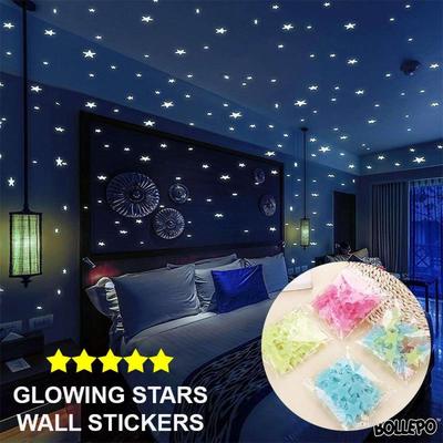 Glow in the Dark Star Wall Stickers 100 Pcs Silicone – Luminous Ceiling & Bedroom Decoration - Image 3