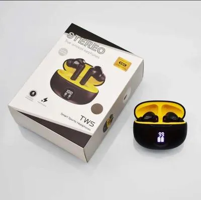 Premium Wireless Earbuds Black & Yellow – Bluetooth 5.3 TWS Earphones - Image 3