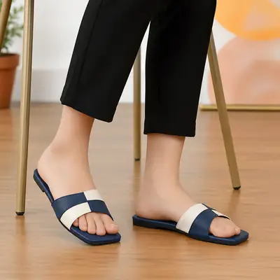 Monochrome Cross Slides 005 Blue – Stylish Comfortable Casual Slides for Men & Women - Image 5