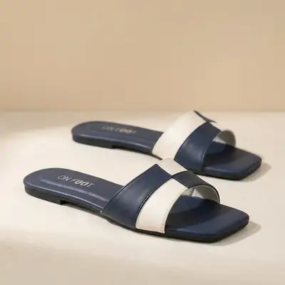 Monochrome Cross Slides 005 Blue – Stylish Comfortable Casual Slides for Men & Women - Image 3