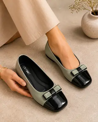 Stylish Square Toe Casual Pumps 073 – Olive Green Women’s Comfortable Casual Shoes - Image 4