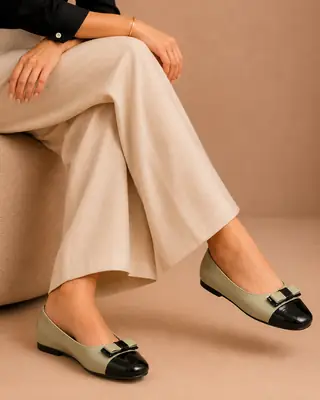 Stylish Square Toe Casual Pumps 073 – Olive Green Women’s Comfortable Casual Shoes - Image 3