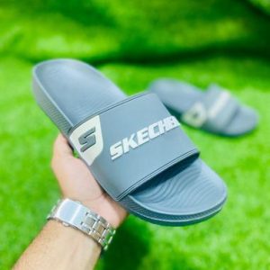 Men's Grey Rubber Slide Slippers | Casual Home & Office Comfort Slides