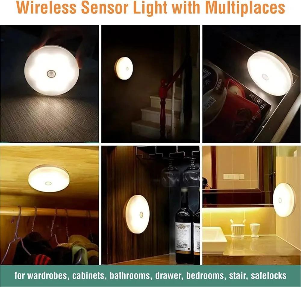 Rechargeable Motion Sensor LED Lamp White Circular | Wireless Night Light for Home - Image 4