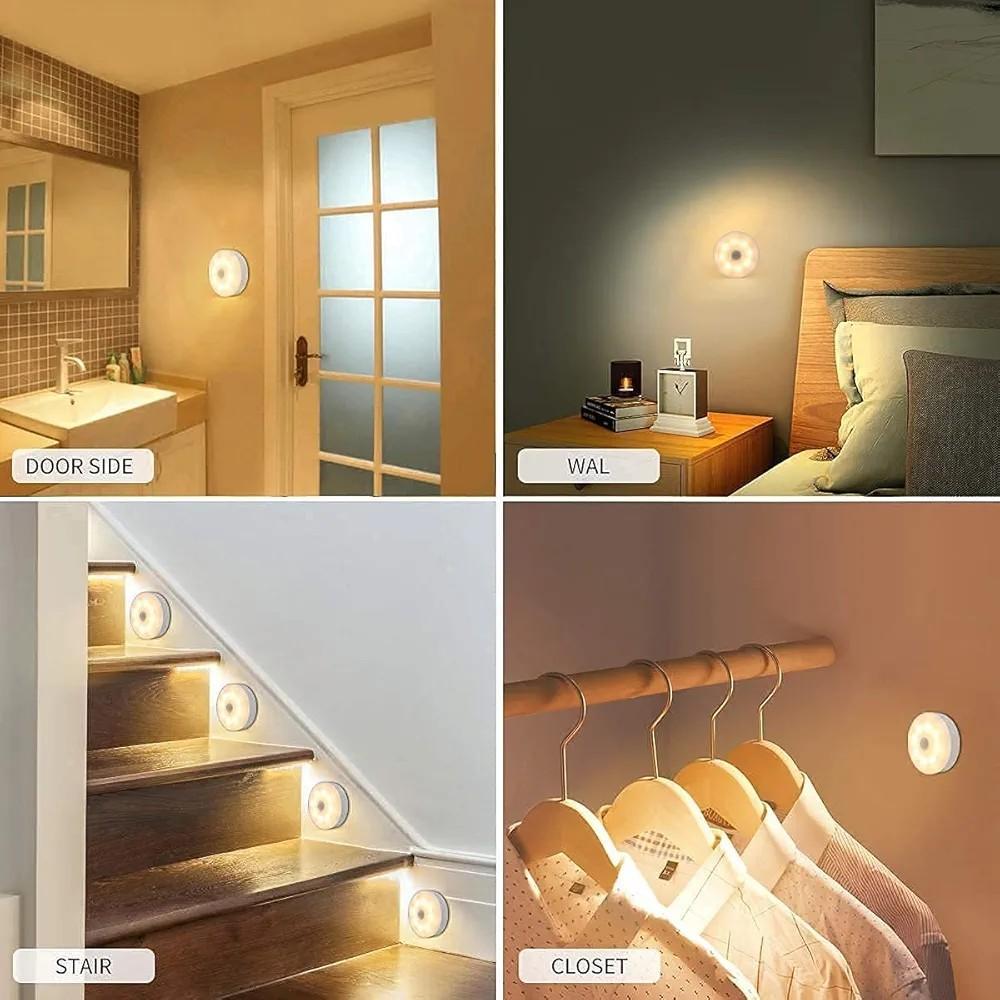 Rechargeable Motion Sensor LED Lamp White Circular | Wireless Night Light for Home - Image 3