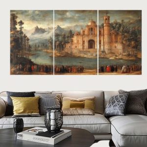 Wooden Abstract Wall Art Set of 3 Multicolor 8x11 Inch Modern Decorative Wall Frames