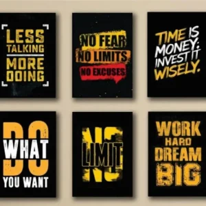 8x11 Inch Motivational Wall Art Tiles Set of 6 – Inspirational Quotes Wall Decor for Home, Office & Bedroom