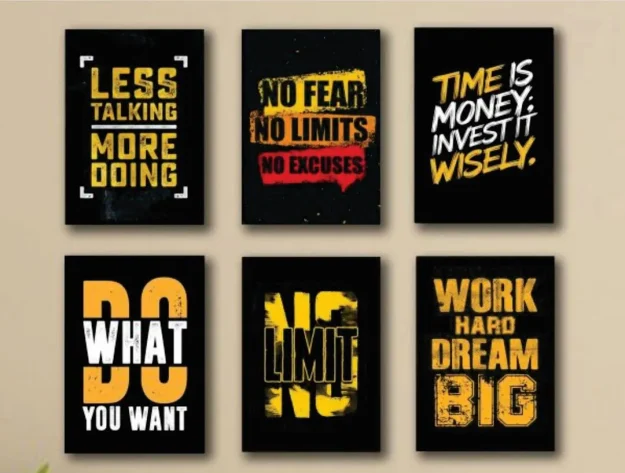 8x11 Inch Motivational Wall Art Tiles Set of 6 – Inspirational Quotes Wall Decor for Home, Office & Bedroom