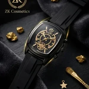 Luxury Gold Chronograph Watch with Blue Dial | Elegant Men's Fashion Wristwatch