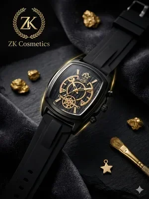 Luxury Gold Chronograph Watch with Blue Dial | Elegant Men's Fashion Wristwatch