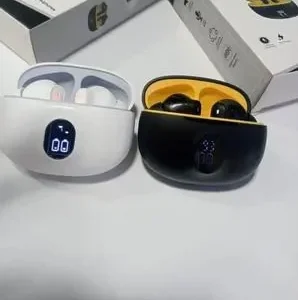 Premium Wireless Earbuds Black & Yellow – Bluetooth 5.3 TWS Earphones
