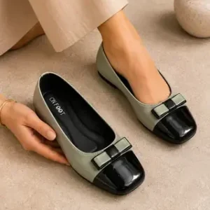 Stylish Square Toe Casual Pumps 073 – Olive Green Women’s Comfortable Casual Shoes
