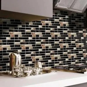Self-Adhesive Marble Wall Stickers Black & Gold – Waterproof Bathroom Decor & Home Makeover