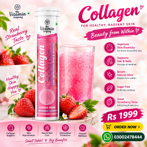 Strawberry Flavour Collagen Effervescent Tablets 20 Tablets In Pakistan