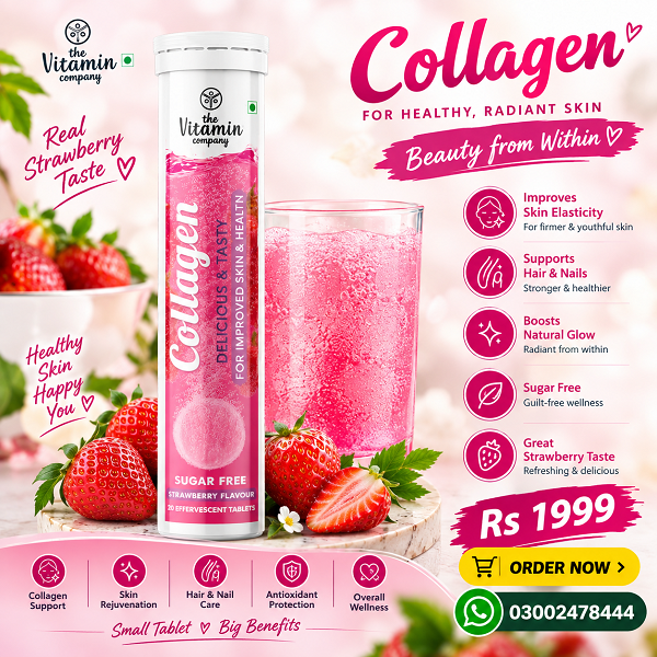 Strawberry Flavour Collagen Effervescent Tablets 20 Tablets In Pakistan